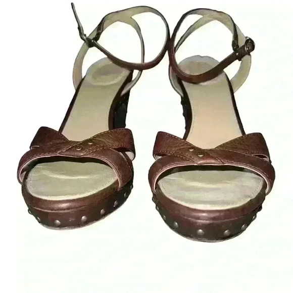 UGG Australia STRAPPY Slingback Open Toe Wedge Heels 9 Used - Picture 1 of 6